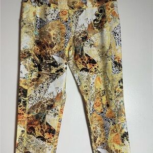 Calvin Klein Yellow and Black Marble-Print Kids Leggings